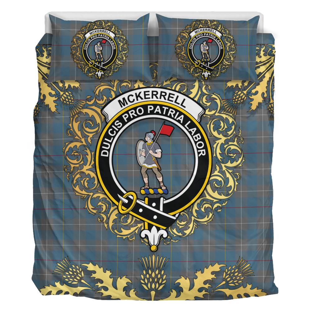 McKerrell of Hillhouse Dress Tartan Crest Bedding Set - Golden Thistle Style