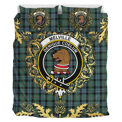 Melville 01 Tartan Crest Bedding Set - Golden Thistle Style