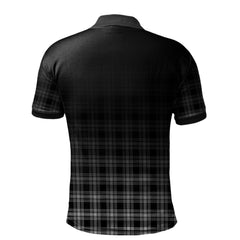 Menzies Black _ White Modern Tartan Polo Shirt - Alba Celtic Style