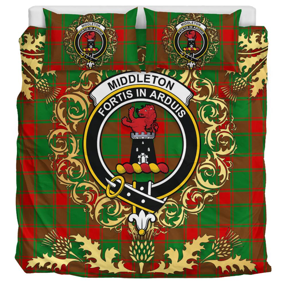 Middleton Modern Tartan Crest Bedding Set - Golden Thistle Style