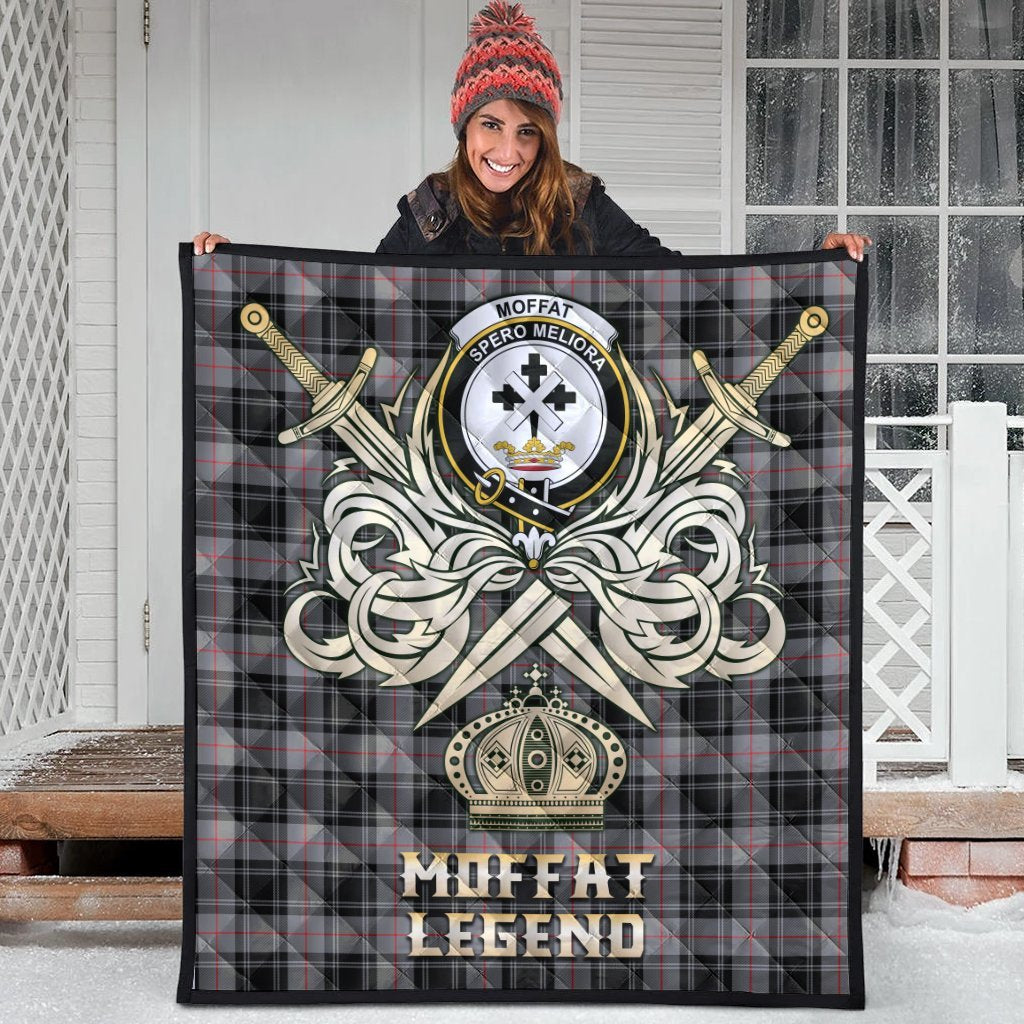 Moffat Modern Tartan Crest Legend Gold Royal Premium Quilt