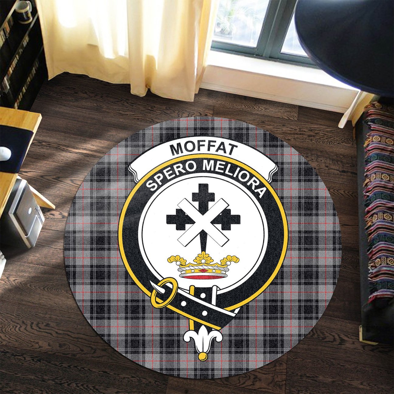 Moffat Modern Tartan Crest Round Rug