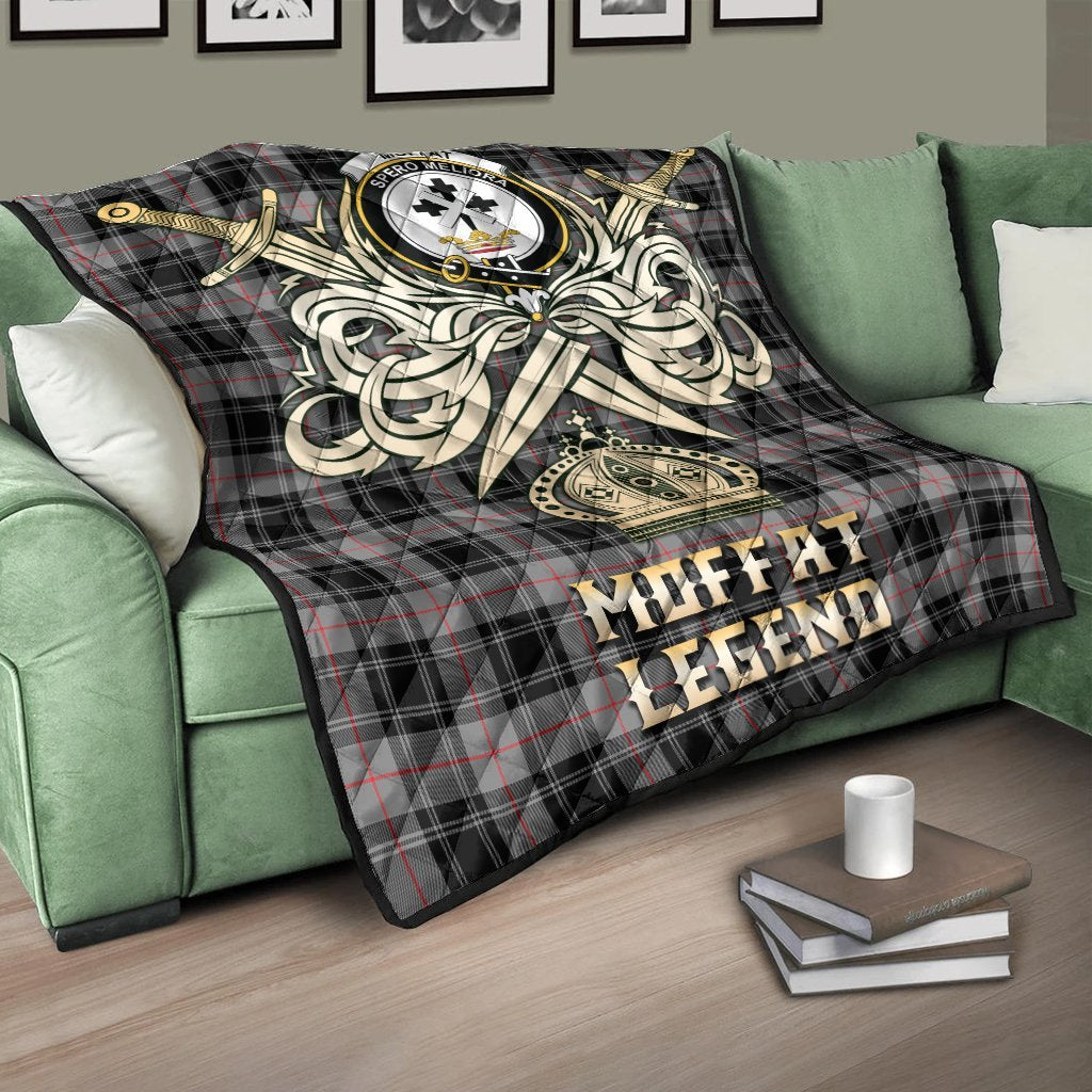 Moffat Modern Tartan Crest Legend Gold Royal Premium Quilt