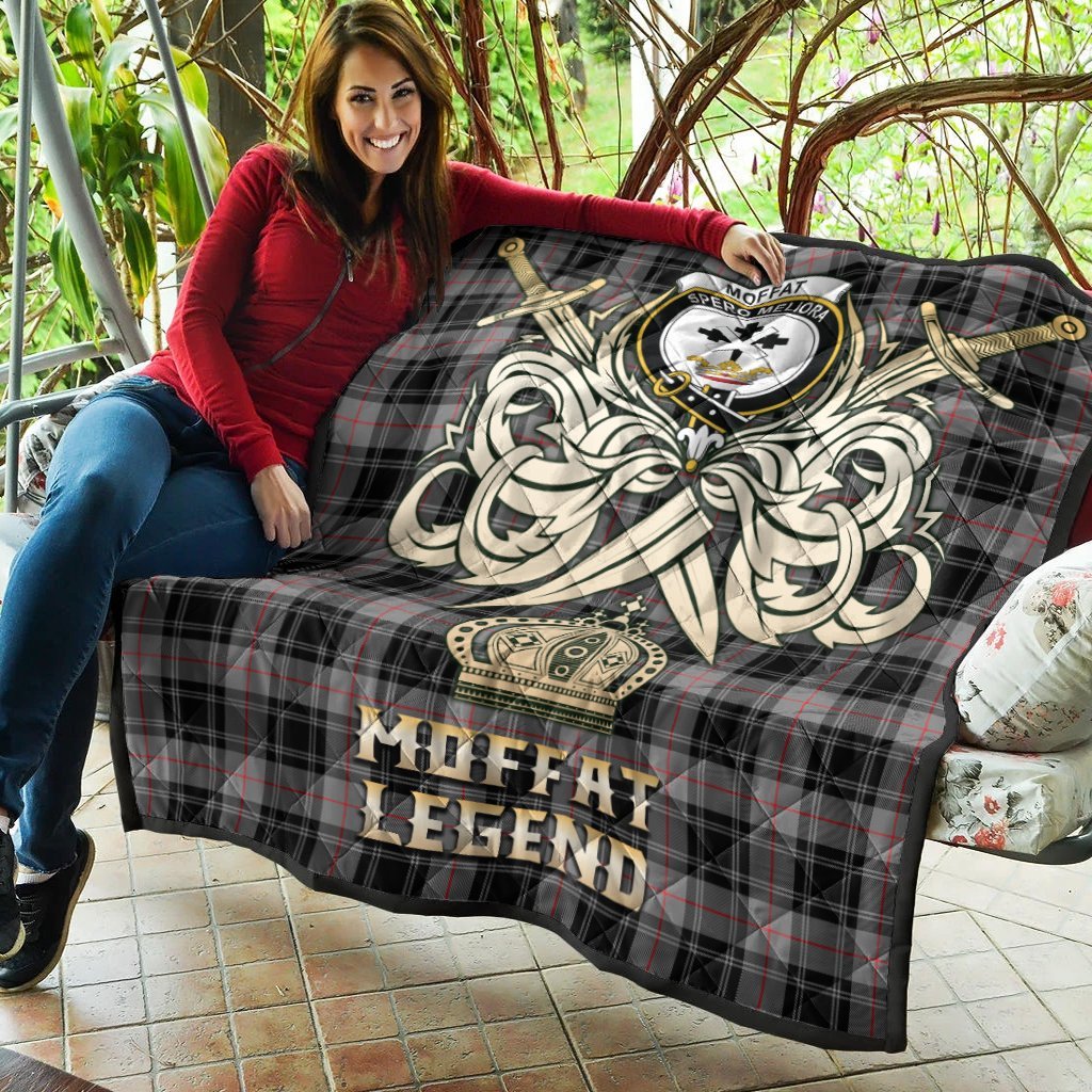 Moffat Modern Tartan Crest Legend Gold Royal Premium Quilt