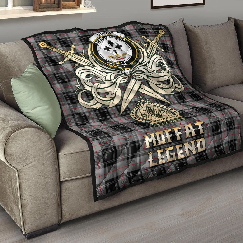 Moffat Modern Tartan Crest Legend Gold Royal Premium Quilt