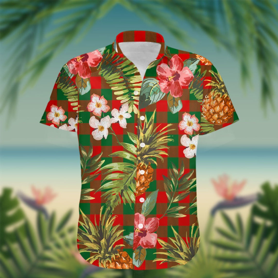 Moncreiffe Tartan Hawaiian Shirt Hibiscus, Coconut, Parrot, Pineapple - Tropical Garden Shirt
