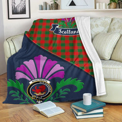 Moncrieffe Tartan Crest Premium Blanket - Thistle Style