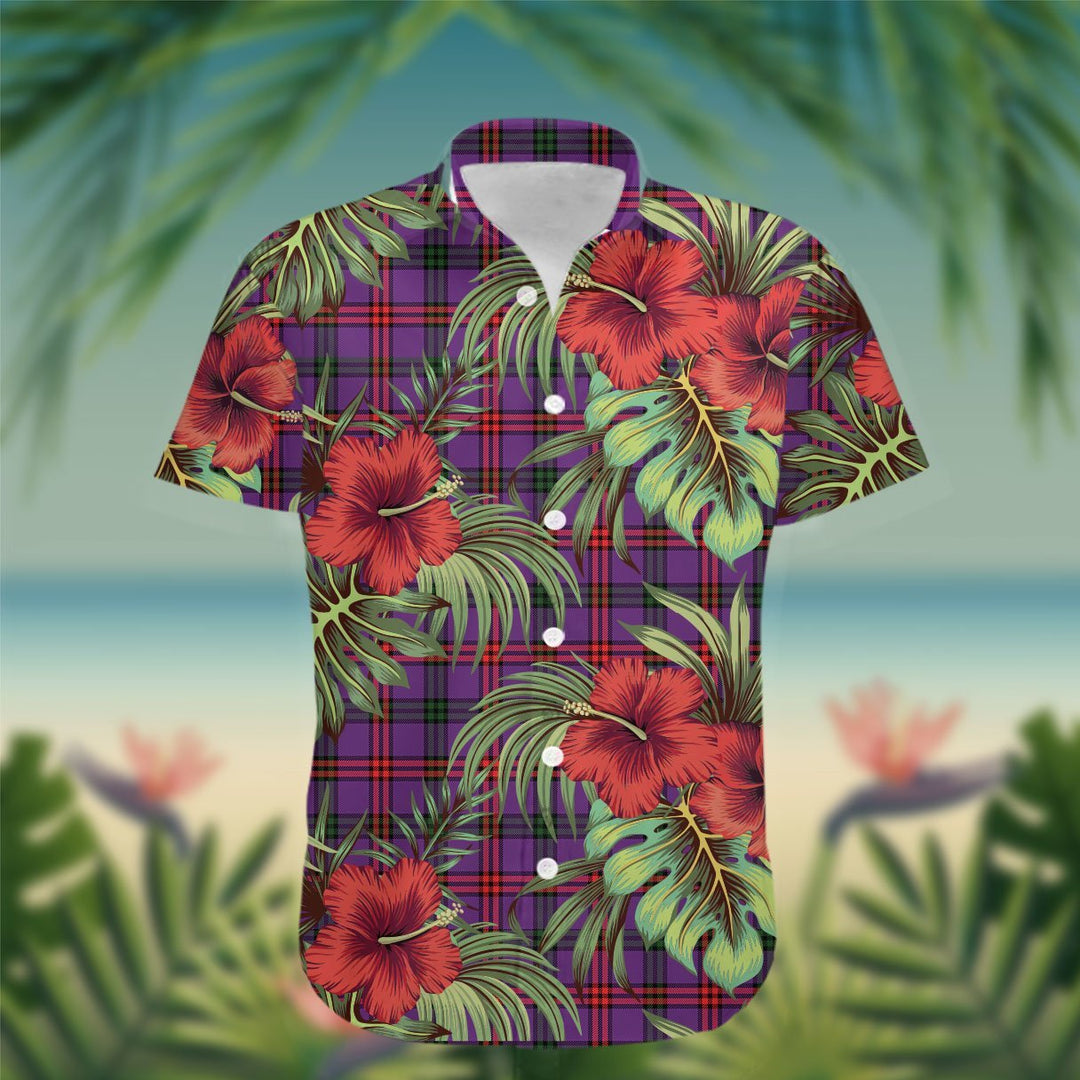 Montgomery Tartan Hawaiian Shirt Hibiscus, Coconut, Parrot, Pineapple - Tropical Garden Shirt