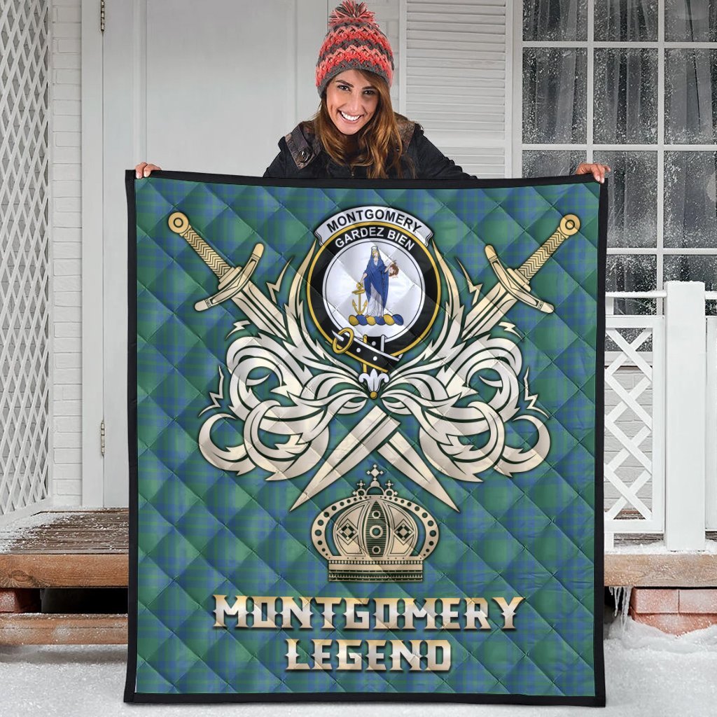 Montgomery Ancient Tartan Crest Legend Gold Royal Premium Quilt