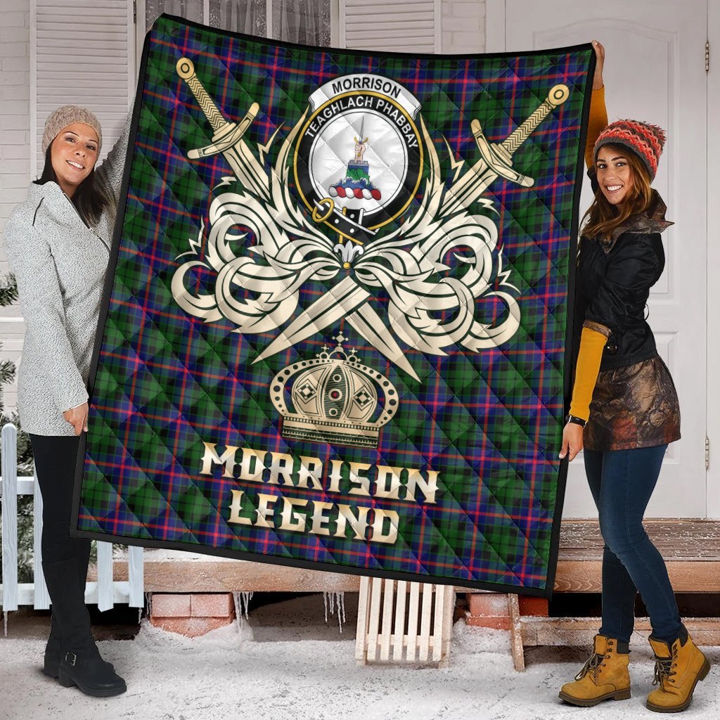 Morrison Modern Tartan Crest Legend Gold Royal Premium Quilt