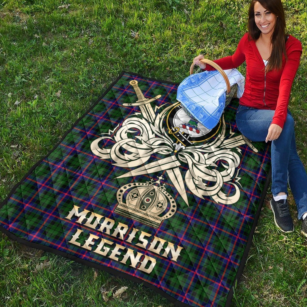 Morrison Modern Tartan Crest Legend Gold Royal Premium Quilt