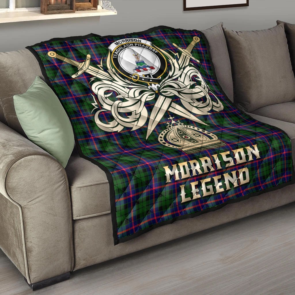 Morrison Modern Tartan Crest Legend Gold Royal Premium Quilt