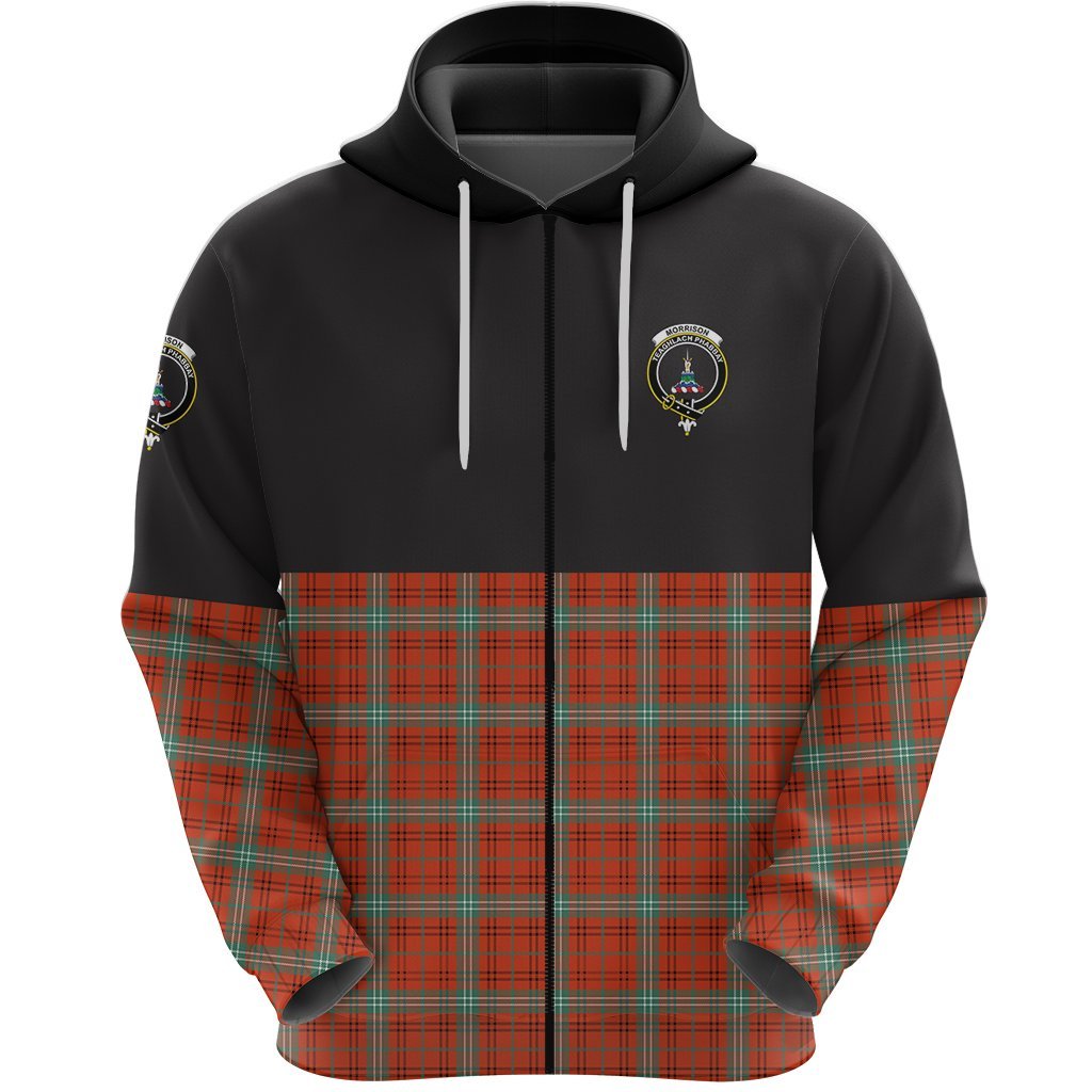 Morrison Red Ancient Clan Half Of Tartan Zipper Hoodie