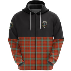 Morrison Red Ancient Clan Half Of Tartan Zipper Hoodie