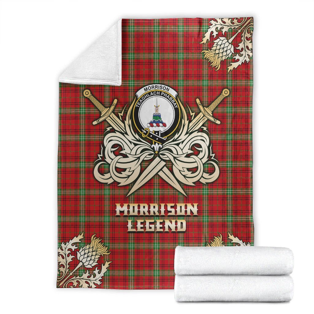 Morrison Red Modern Tartan Gold Courage Symbol Blanket