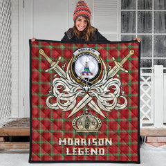 Morrison Red Modern Tartan Crest Legend Gold Royal Premium Quilt