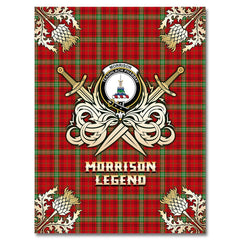 Morrison Red Modern Tartan Gold Courage Symbol Blanket