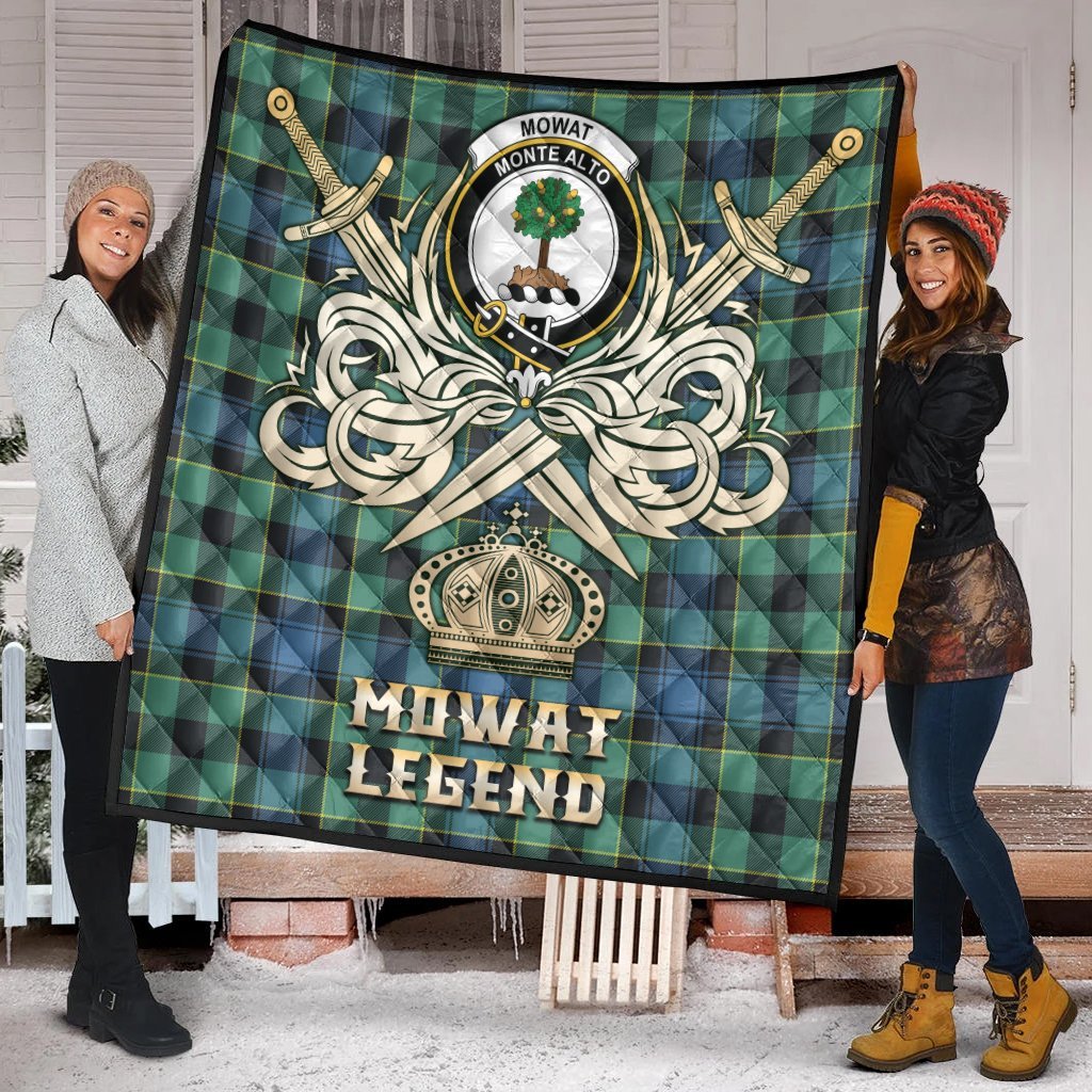 Mowat Tartan Crest Legend Gold Royal Premium Quilt