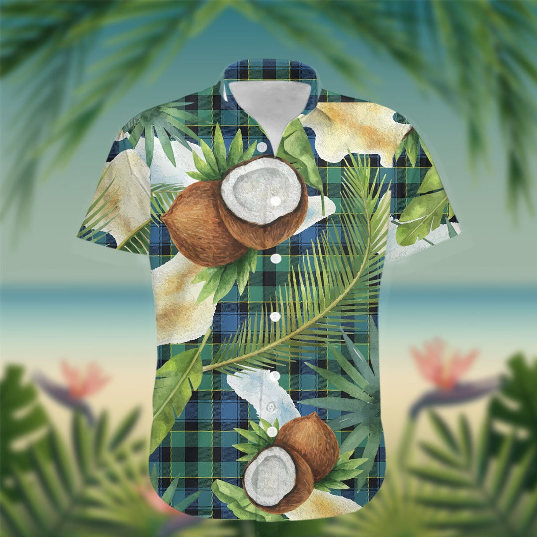 Mowat (of Inglistoun) Tartan Hawaiian Shirt Hibiscus, Coconut, Parrot, Pineapple - Tropical Garden Shirt