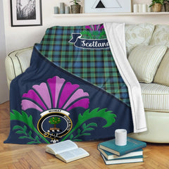 Mow Tartan Crest Premium Blanket - Thistle Style