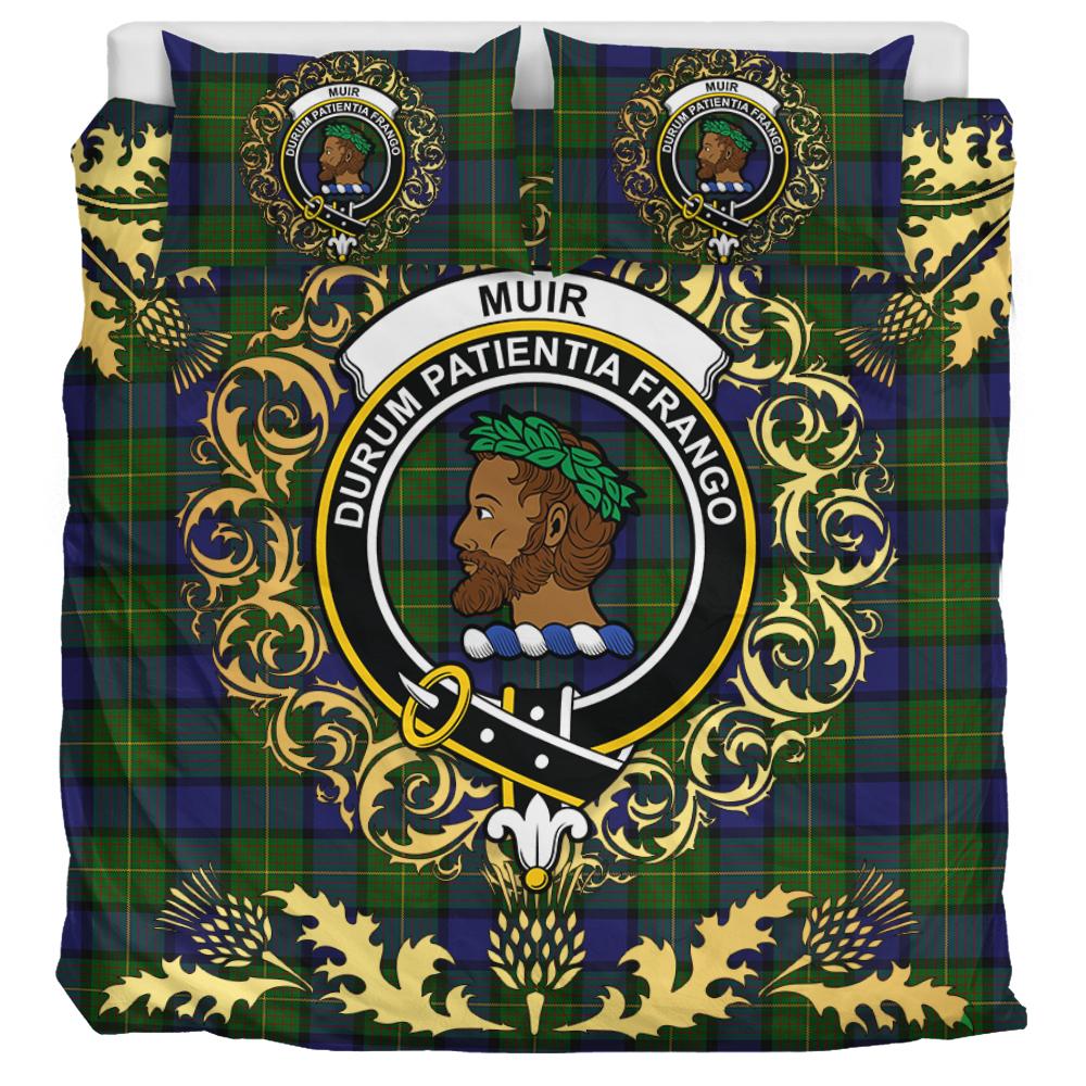 Muir - Moore Tartan Crest Bedding Set - Golden Thistle Style