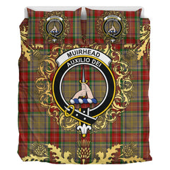 Muirhead 01 Tartan Crest Bedding Set - Golden Thistle Style