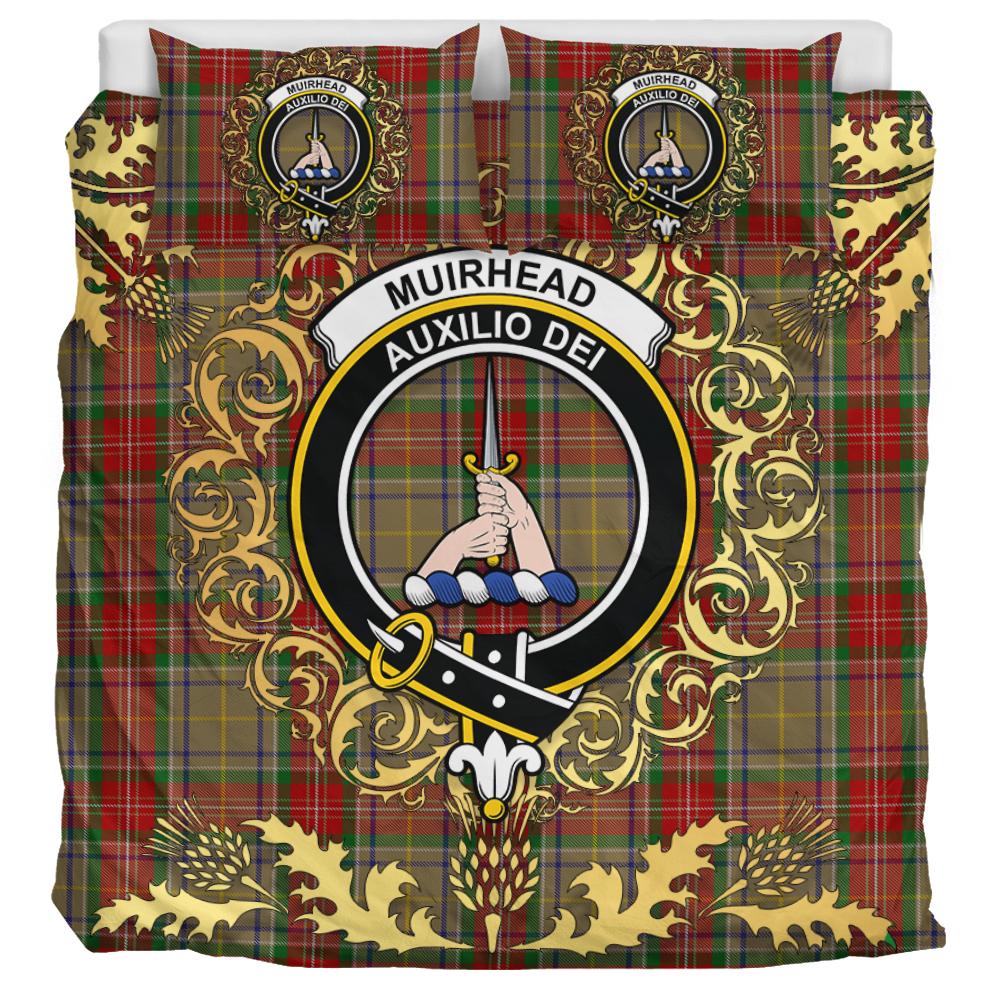 Muirhead 01 Tartan Crest Bedding Set - Golden Thistle Style