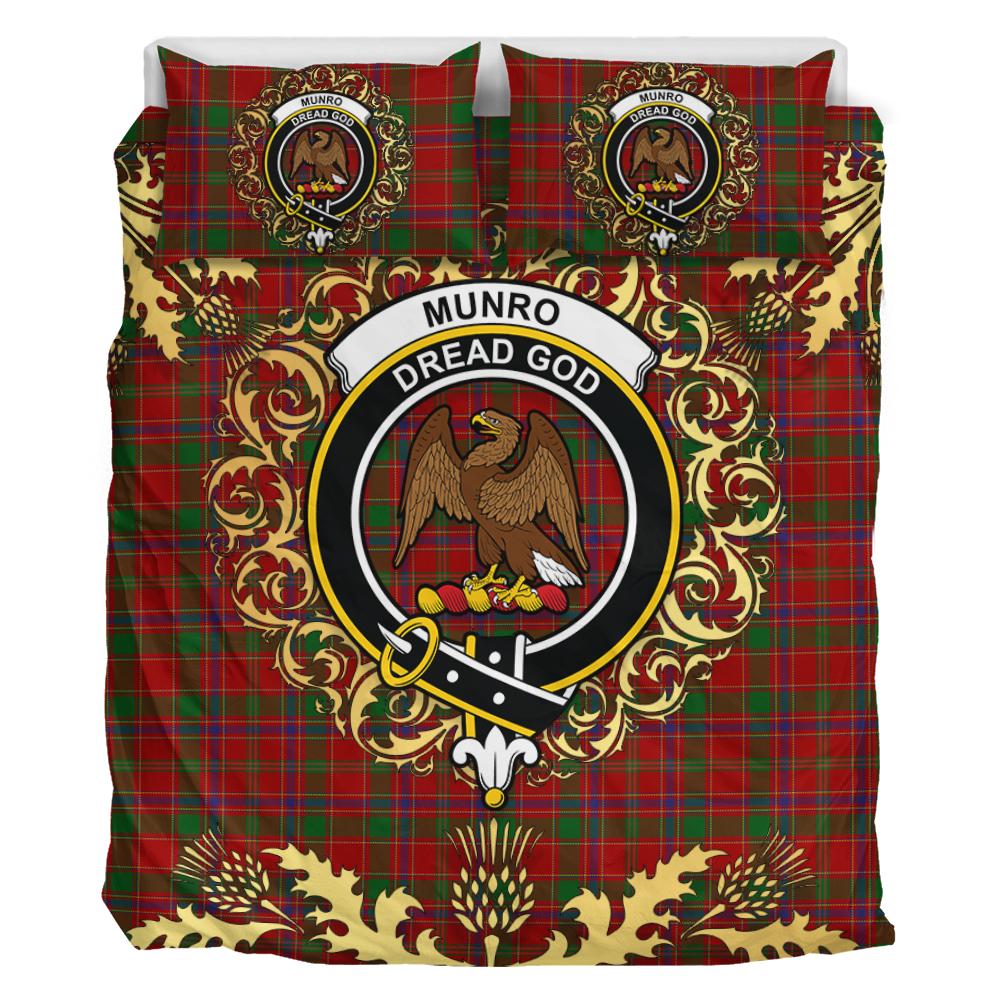 Munro 01 Tartan Crest Bedding Set - Golden Thistle Style