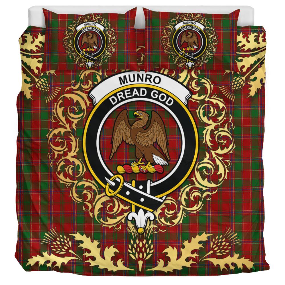 Munro 02 Tartan Crest Bedding Set - Golden Thistle Style