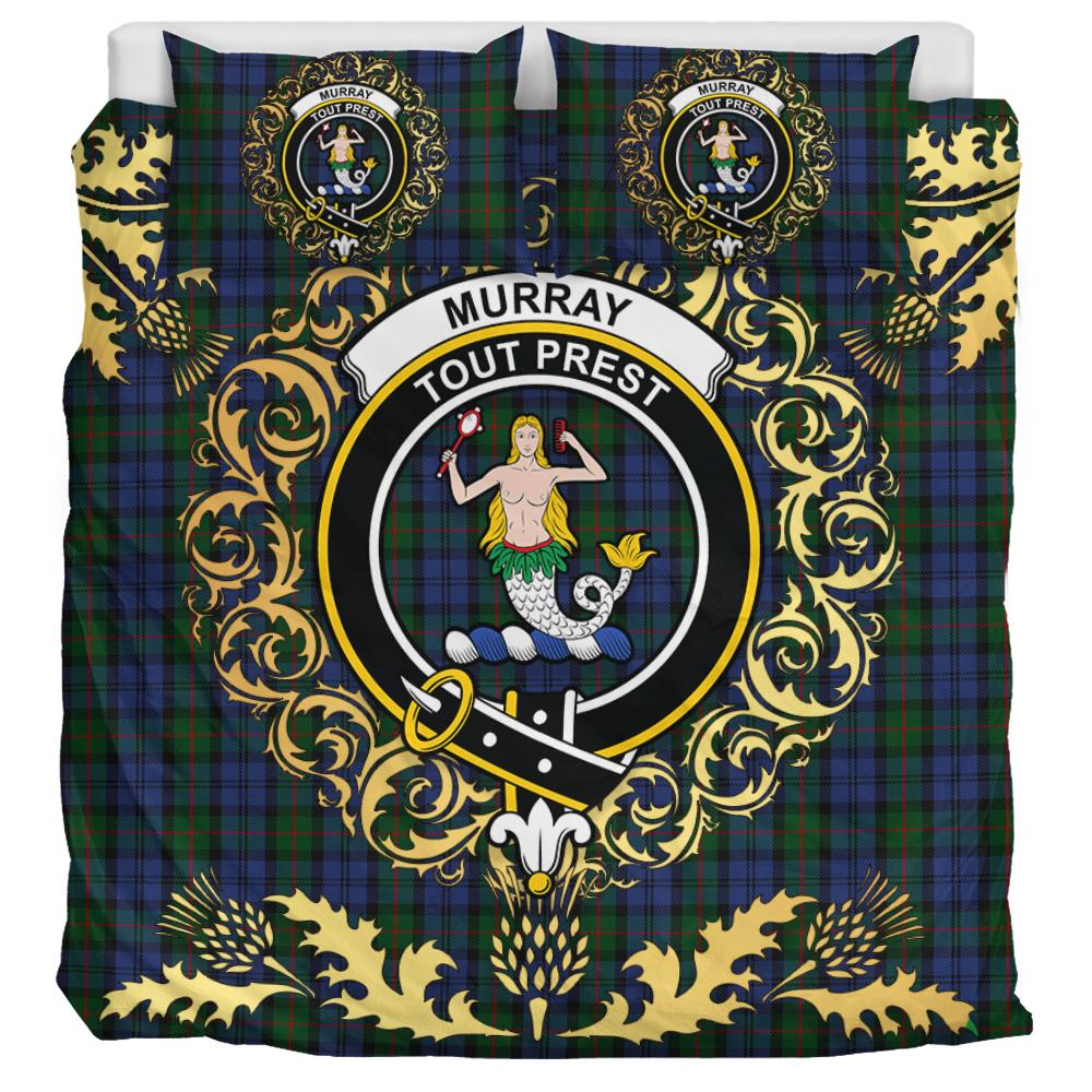 Murray 02 Tartan Crest Bedding Set - Golden Thistle Style
