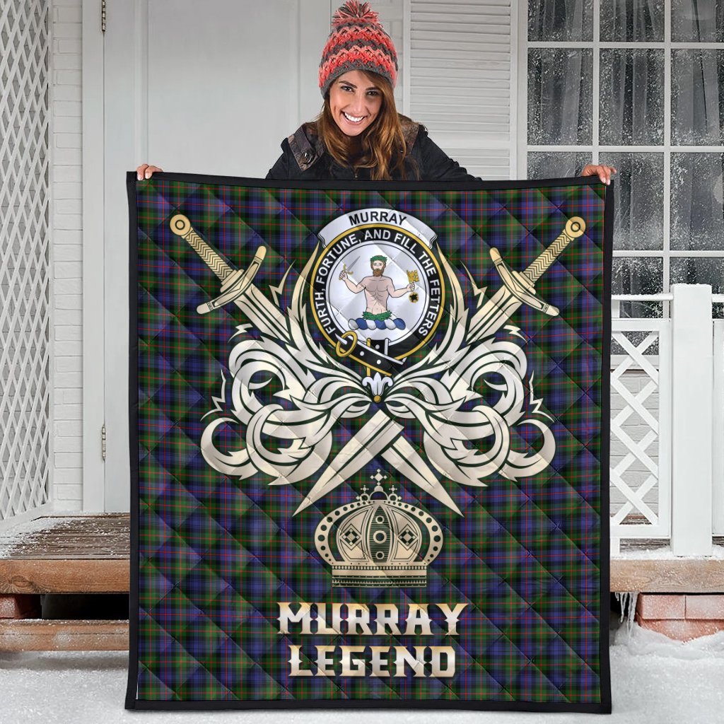 Murray of Atholl Modern Tartan Crest Legend Gold Royal Premium Quilt