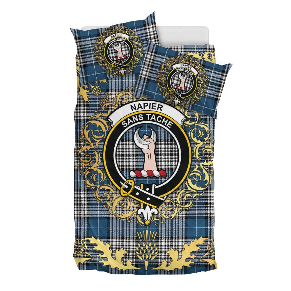 Napier Modern Tartan Crest Bedding Set - Golden Thistle Style