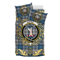 Napier Modern Tartan Crest Bedding Set - Golden Thistle Style