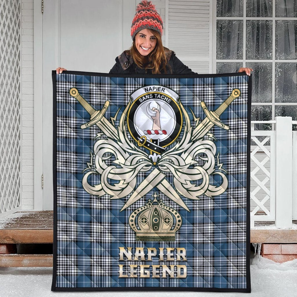 Napier Modern Tartan Crest Legend Gold Royal Premium Quilt
