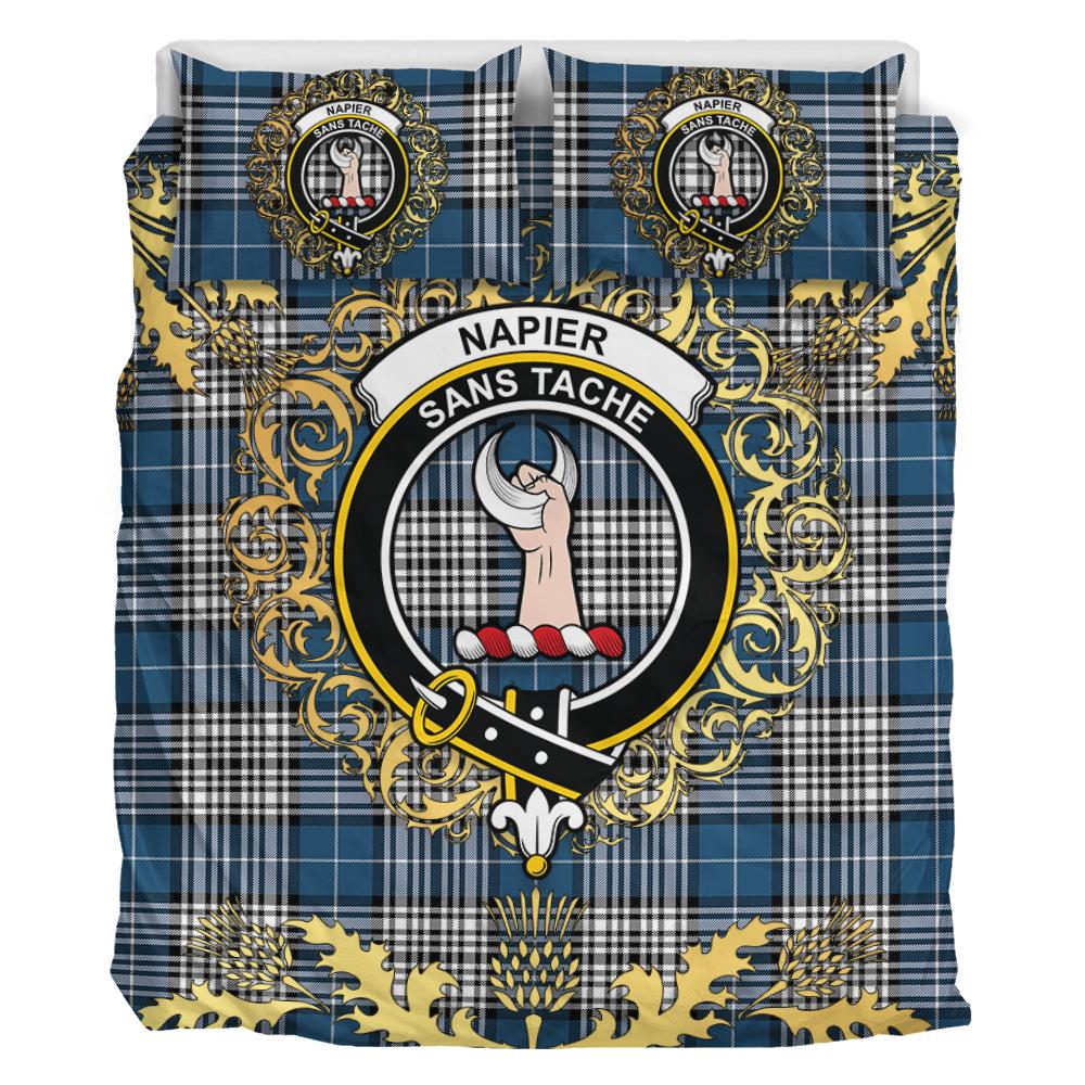 Napier Modern Tartan Crest Bedding Set - Golden Thistle Style
