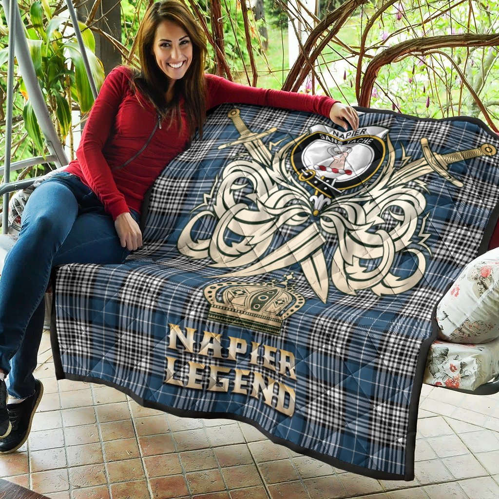 Napier Modern Tartan Crest Legend Gold Royal Premium Quilt