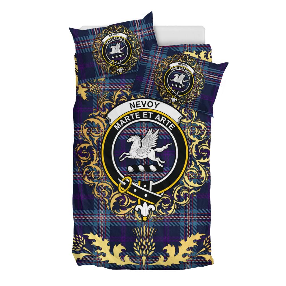 Nevoy Tartan Crest Bedding Set - Golden Thistle Style