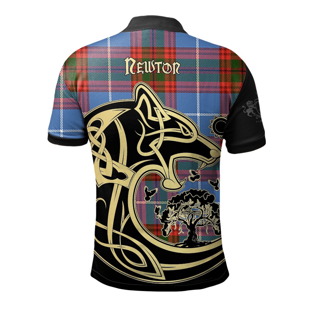 Newton Tartan Polo Shirt Viking Wolf