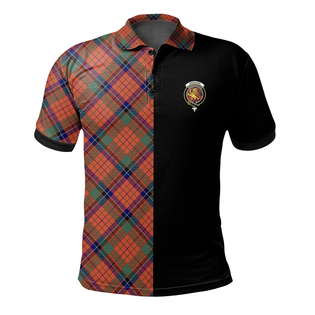 Nicolson Ancient Tartan Polo Shirt Half of Me - Cross Style