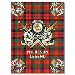 Nicolson Ancient Tartan Gold Courage Symbol Blanket