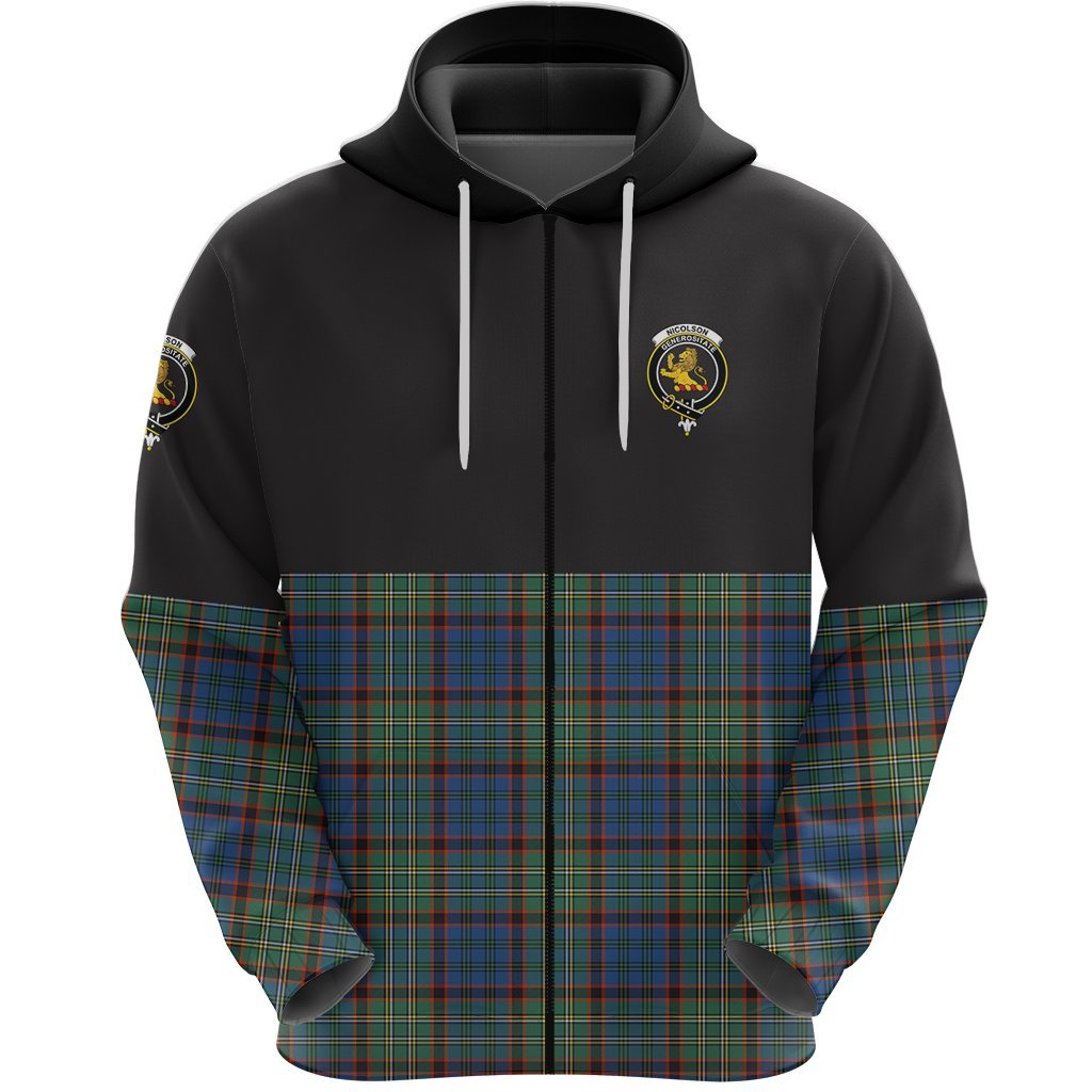 Nicolson Hunting Ancient Clan Half Of Tartan Zipper Hoodie