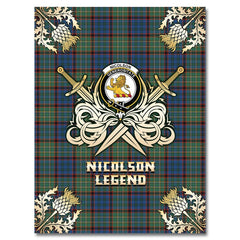 Nicolson Hunting Ancient Tartan Gold Courage Symbol Blanket