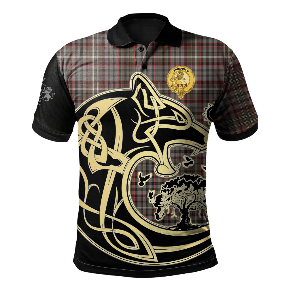 Nicolson Hunting Weathered Tartan Polo Shirt Viking Wolf