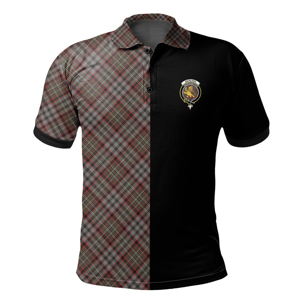 Nicolson Hunting Weathered Tartan Polo Shirt Half of Me - Cross Style