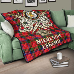 Nicolson Modern Tartan Crest Legend Gold Royal Premium Quilt