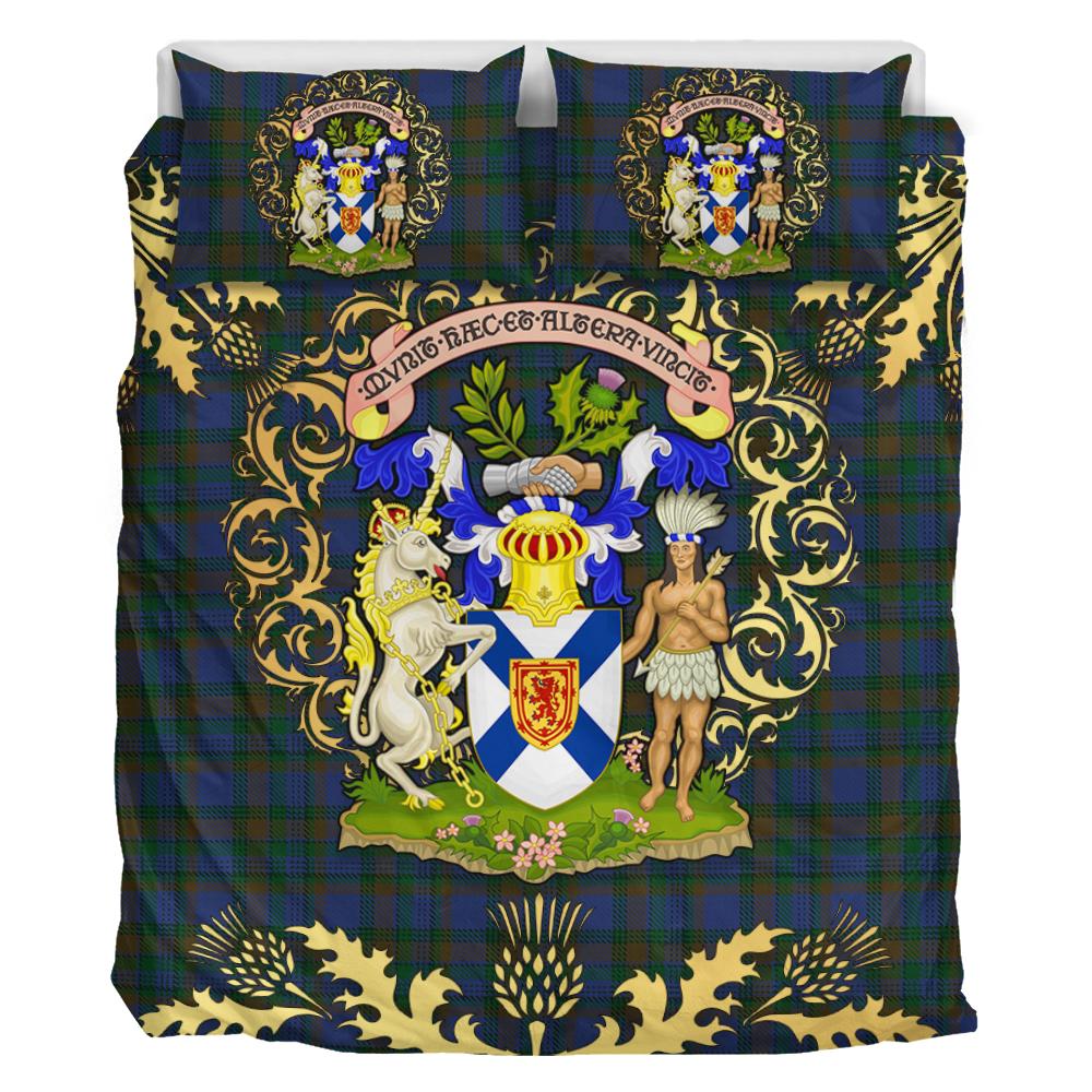 NovaScotia District Tartan Crest Bedding Set - Golden Thistle Style