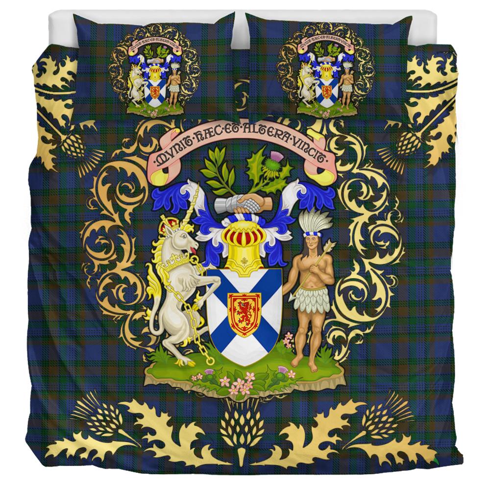 NovaScotia District Tartan Crest Bedding Set - Golden Thistle Style