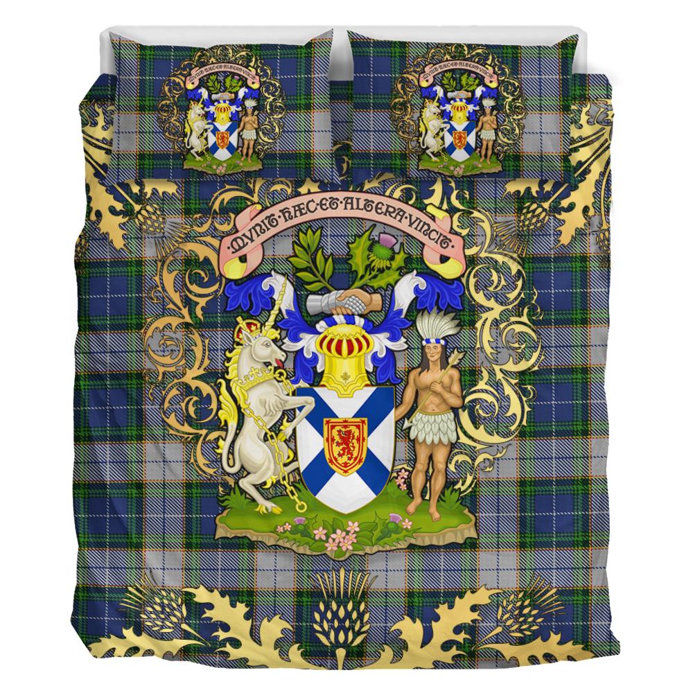 NovaScotia District Dress Tartan Crest Bedding Set - Golden Thistle Style