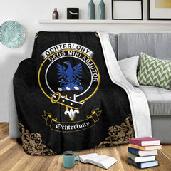 Ochterlony Crest Tartan Premium Blanket Black