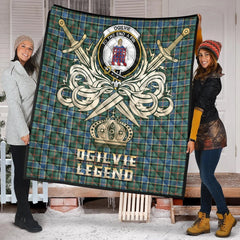 Ogilvie Hunting Ancient Tartan Crest Legend Gold Royal Premium Quilt